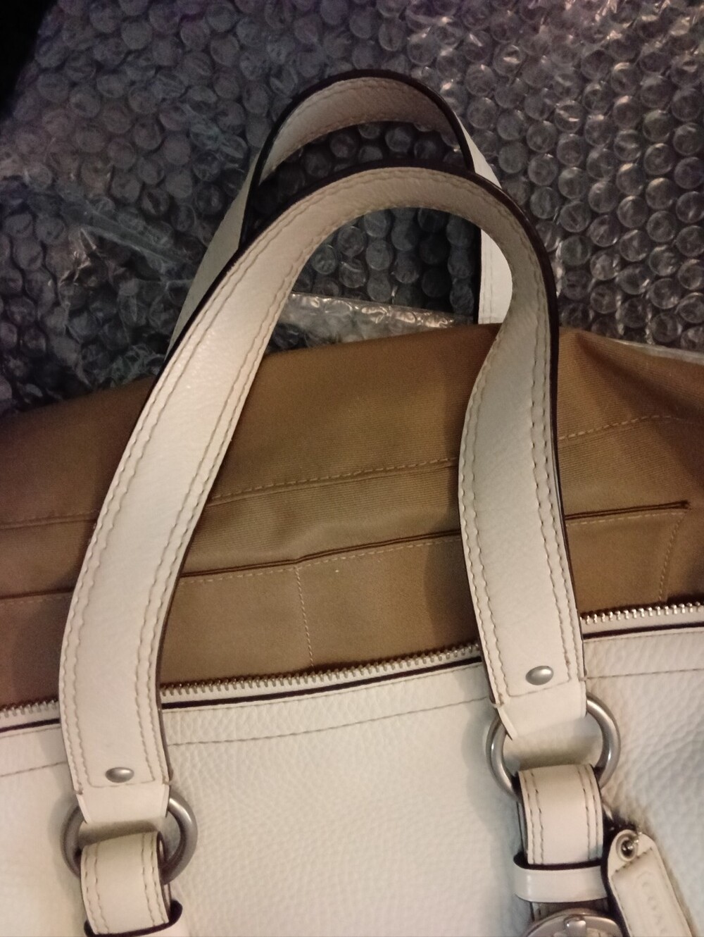 Coach Chelsea Y2K Off White Leather Shoulder Satchel Bag CREED: M0779-F10887 - Picture 14 of 16